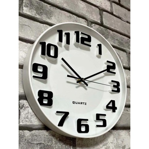 Ժամացույց Պատի Ժամանակակից, Սպիտակ/Սև 35cm