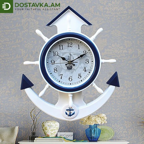 Ժամացույց Պատի Դեկորատիվ Նավի Խարիսխի Տեսքով 42CM 